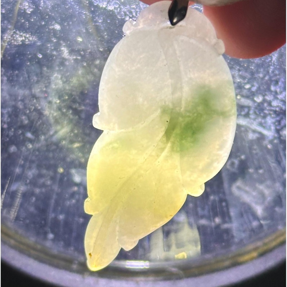 18K GP White Gold Carved Icy White Green Jadeite Jade Dragon Ruyi Pendant 4.5cm - Picture 12 of 15